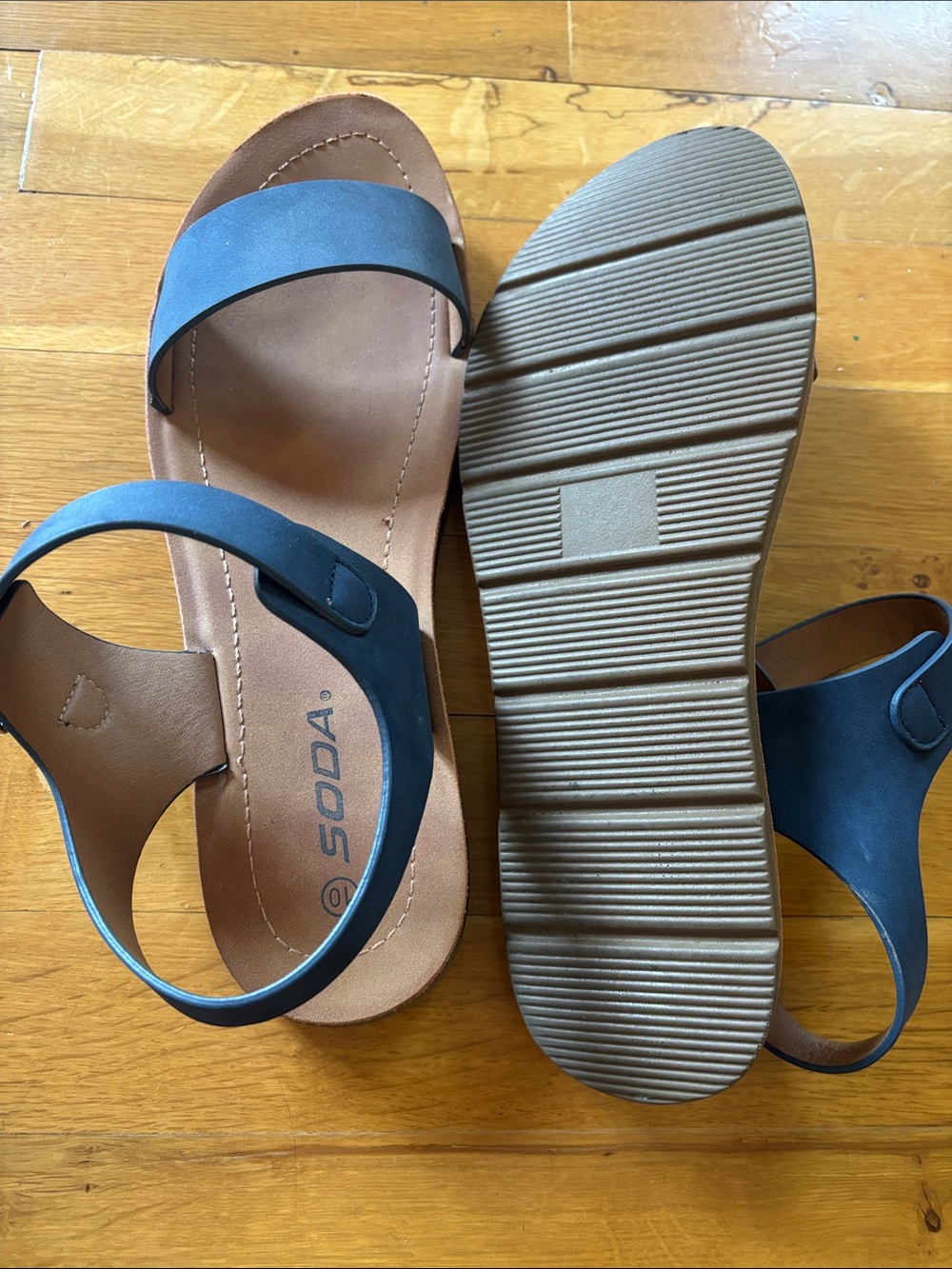 Soda Blue Two-Strap Ankle Buckle Sandals - Picture 2 of 2